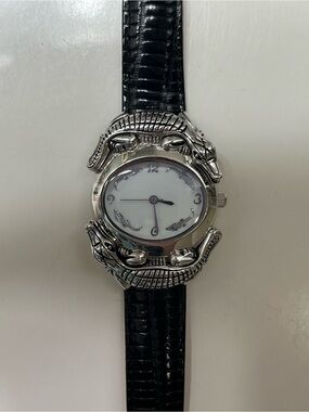 Barry Kieselstein Cord Alligator Crocodile Black Strap 925 Sterling Silver Watch